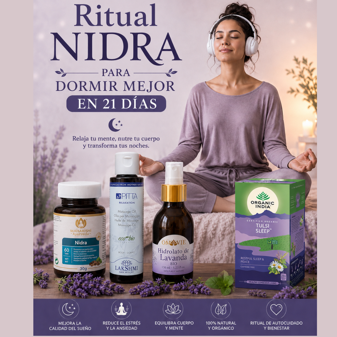 Mujer en meditación con el Kit Ritual Nidra Dulces Sueños